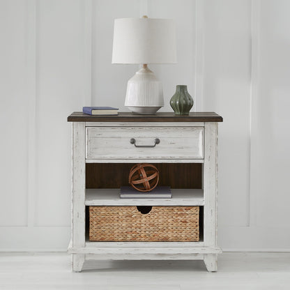 River Place - Bedside Chest With Charging Station - White - Hornell Furniture Outlet