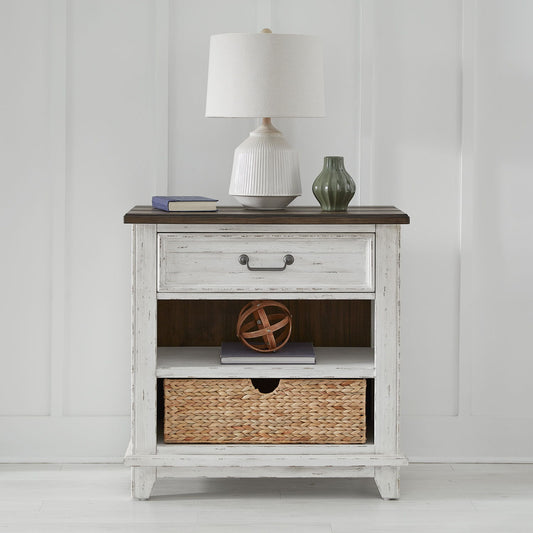 River Place - Bedside Chest With Charging Station - White - Hornell Furniture Outlet