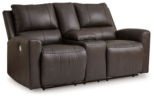 Boxmere - Storm - Dbl Power Reclining Loveseat with Console - Hornell Furniture Outlet