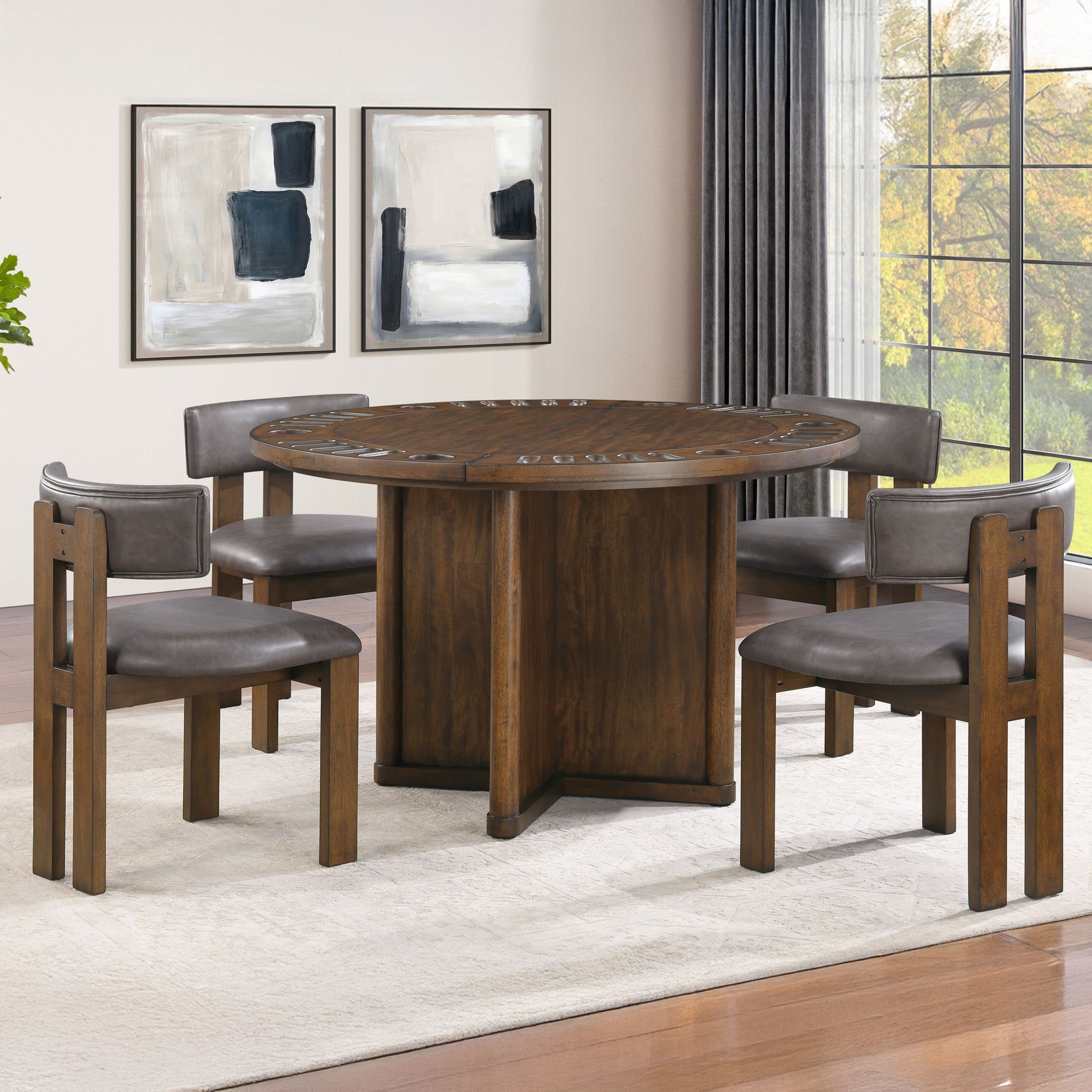 Cambridge - 6 Piece Game Set, Table, Game Top - Brown - Hornell Furniture Outlet