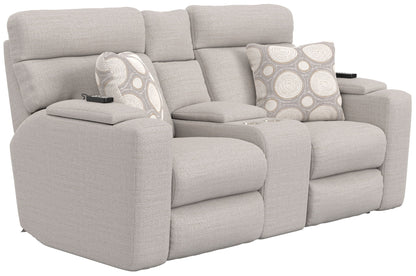 Sanctuary - Health & Wellness Power Reclining Console Loveseat With Power Adjustable Headrest And Lumbar / Therapeutic Heat & Massage - Winter - Hornell Furniture Outlet