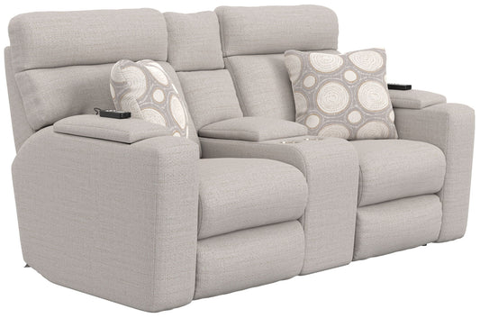 Sanctuary - Health & Wellness Power Reclining Console Loveseat With Power Adjustable Headrest And Lumbar / Therapeutic Heat & Massage - Winter - Hornell Furniture Outlet