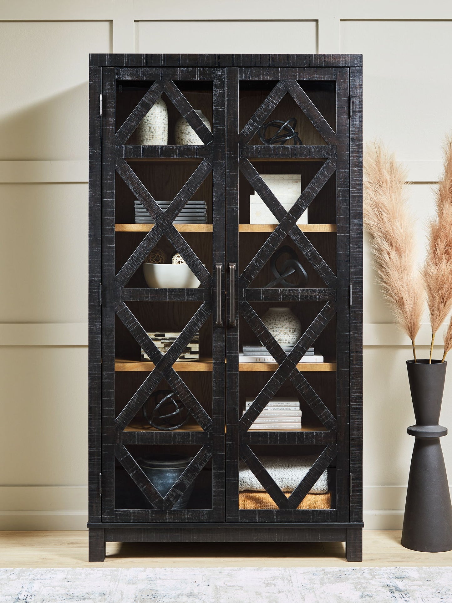 Christop - Accent Cabinet - Black / Brown - Hornell Furniture Outlet