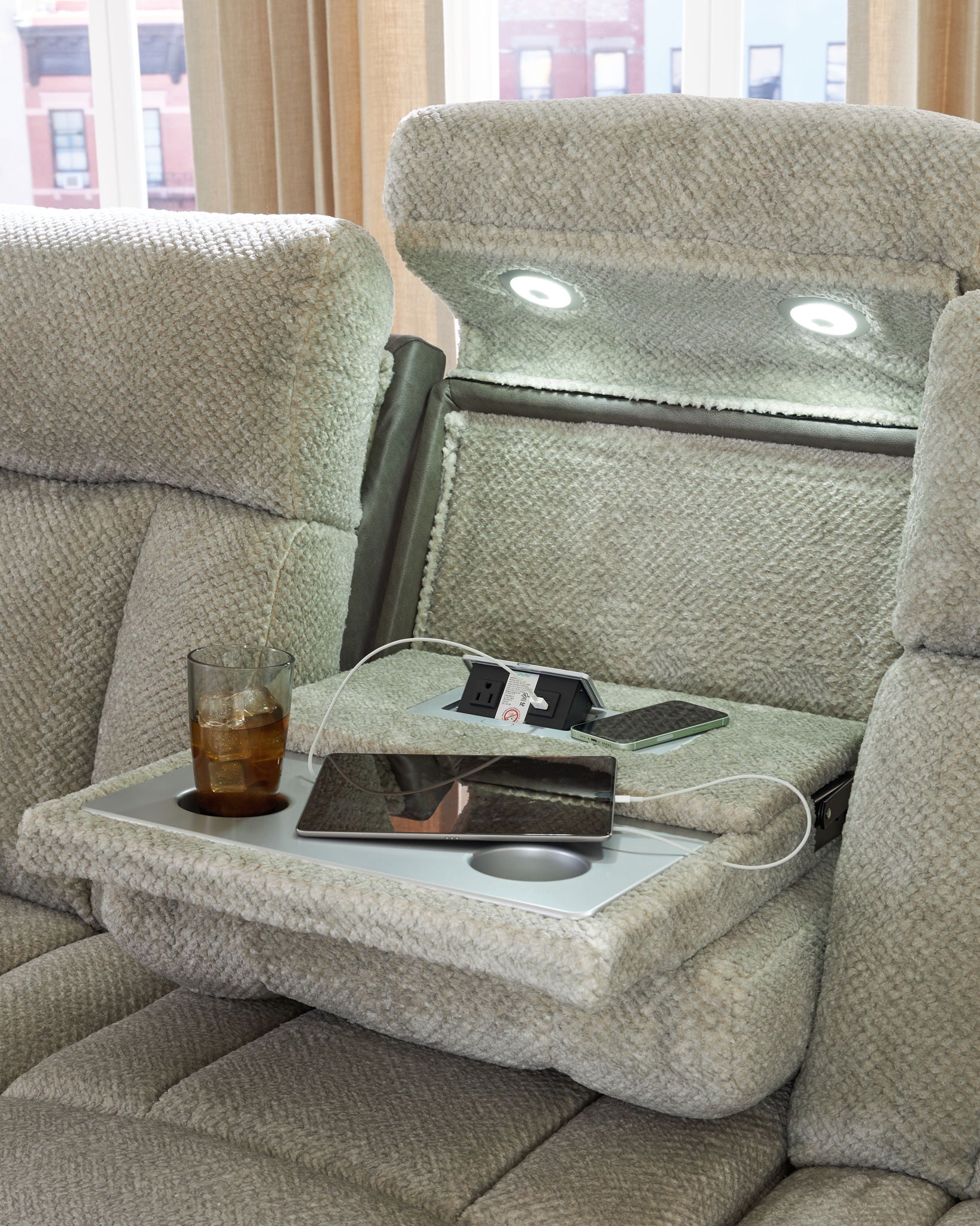 WhipLash - Sisal - Power Reclining Sofa With Adj Headrest - Hornell Furniture Outlet