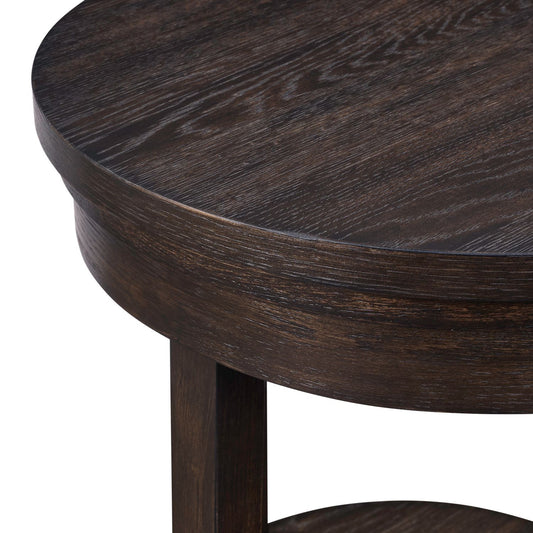 Weston - Round End Table - Brown - Hornell Furniture Outlet