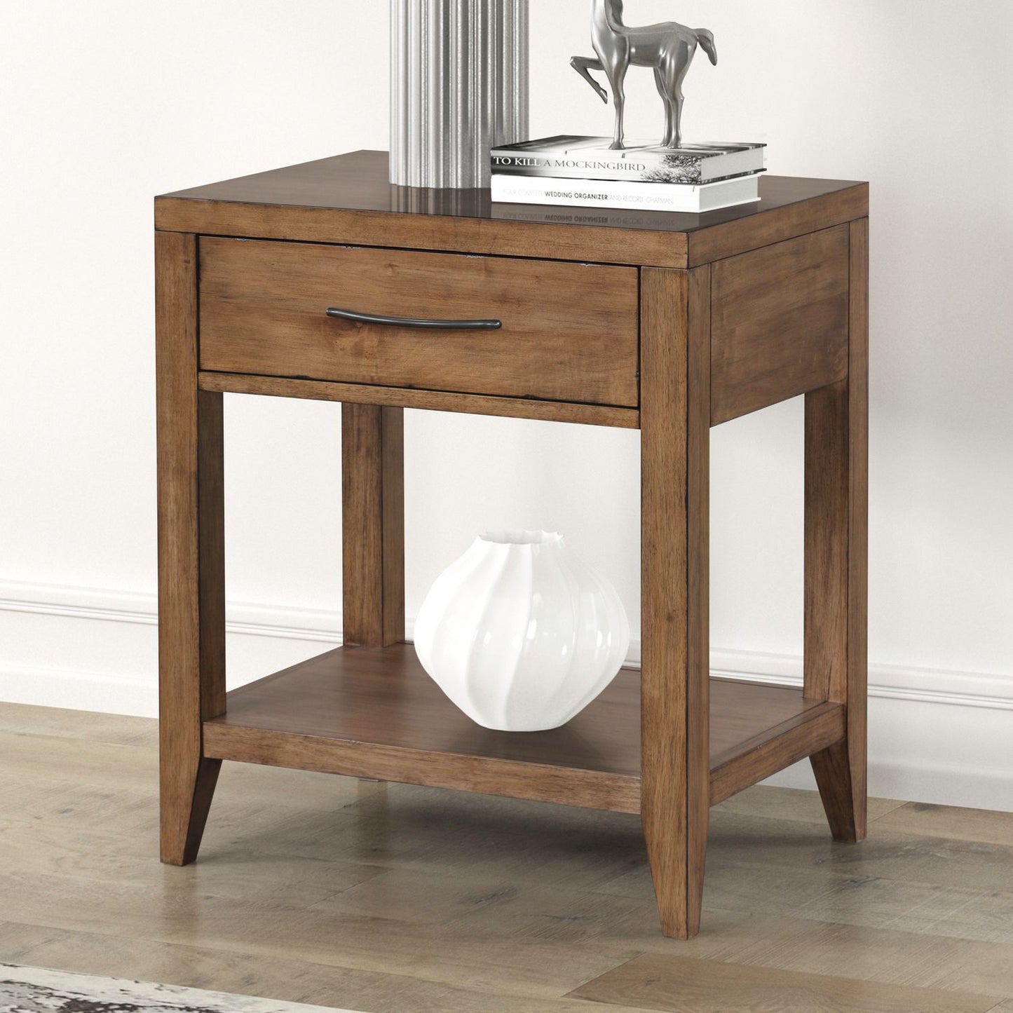 Shaker Lakes - Open Nightstand With Charging Station - Brown - Hornell Furniture Outlet