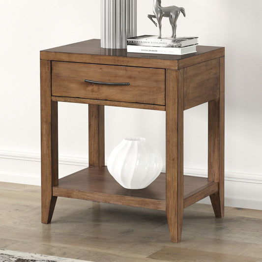 Shaker Lakes - Open Nightstand With Charging Station - Brown - Hornell Furniture Outlet
