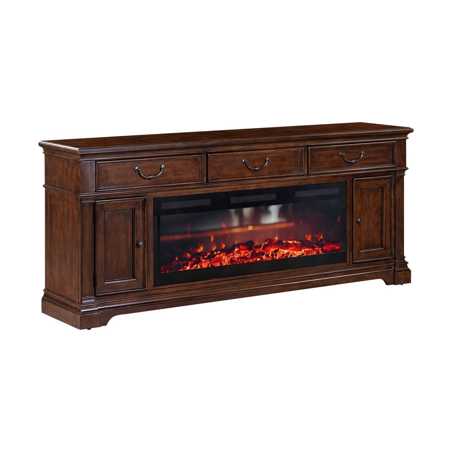 Fireplace TV Consoles - 512 84" Console With Fire FTS - Brown - Hornell Furniture Outlet