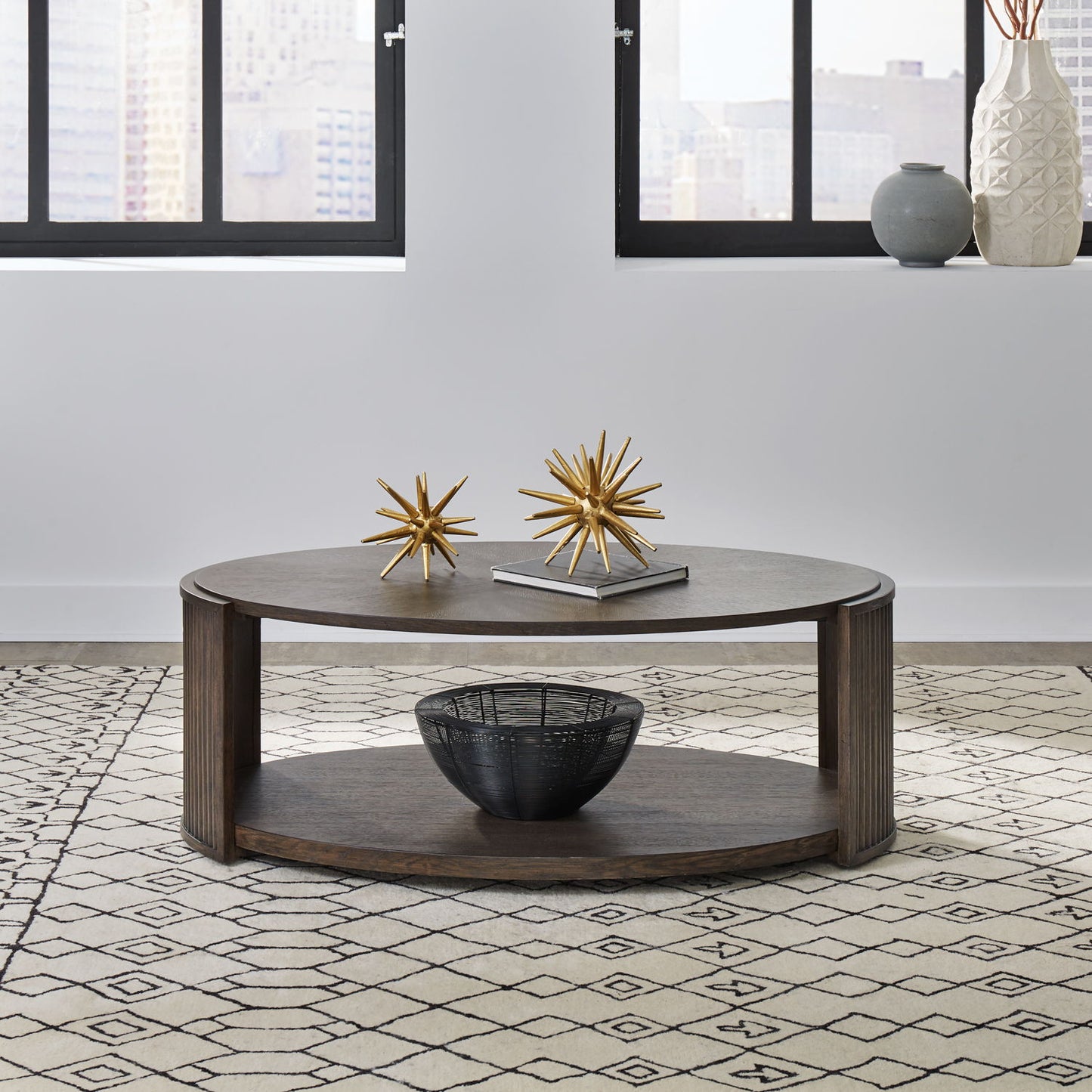 City View - Oval Cocktail Table - Coffee Bean - Hornell Furniture Outlet