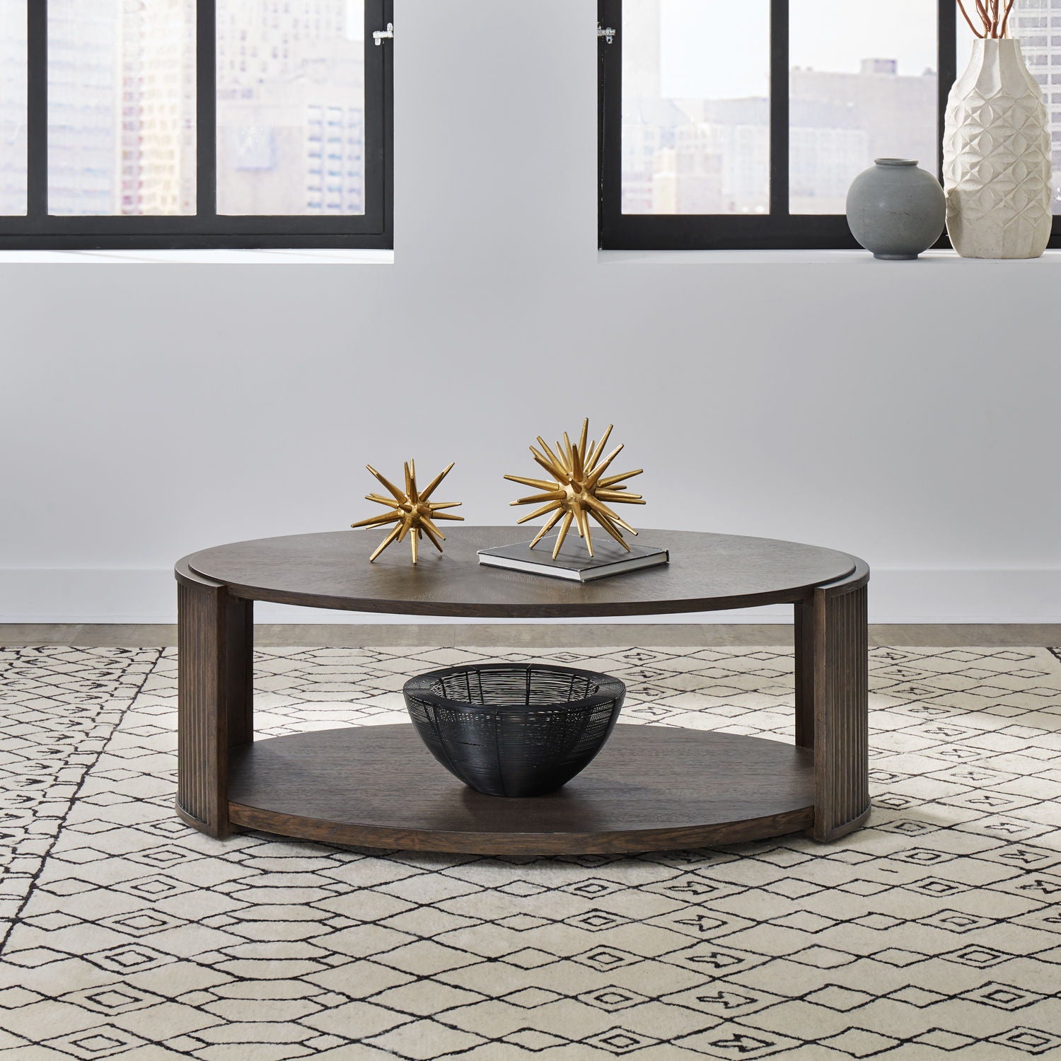 City View - Oval Cocktail Table - Coffee Bean - Hornell Furniture Outlet