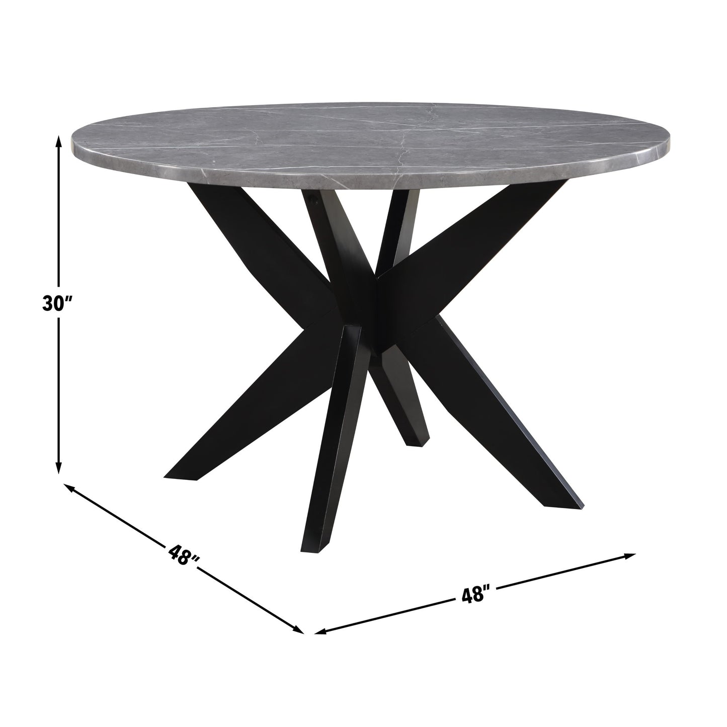 Amy - Round Faux - Marble Dining Table - Gray - Hornell Furniture Outlet