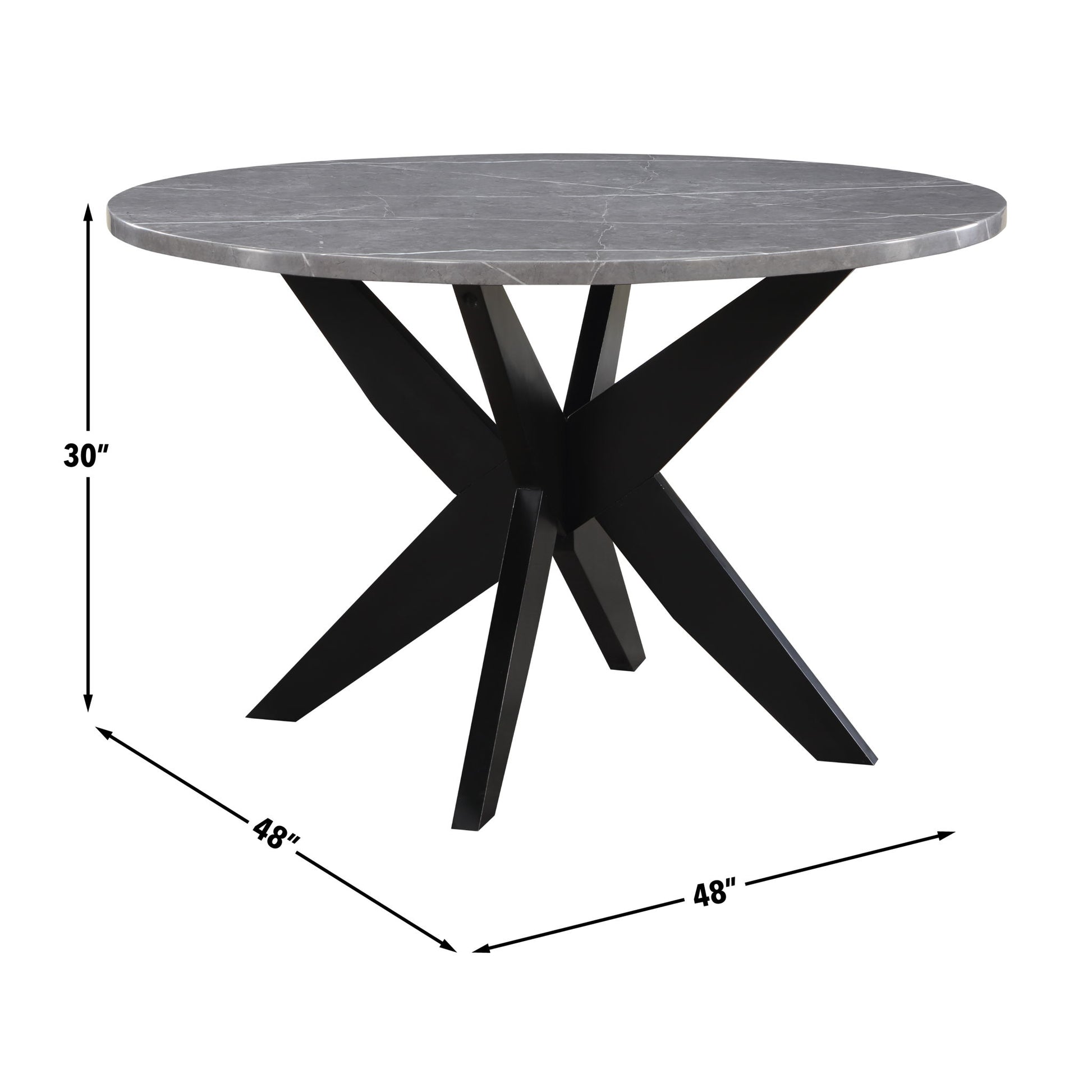 Amy - Round Faux - Marble Dining Table - Gray - Hornell Furniture Outlet
