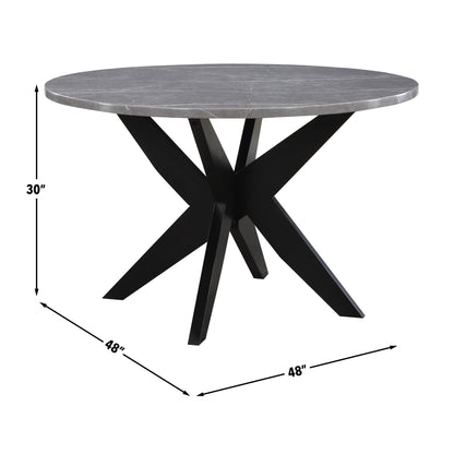 Amy - Round Faux - Marble Dining Table - Gray - Hornell Furniture Outlet