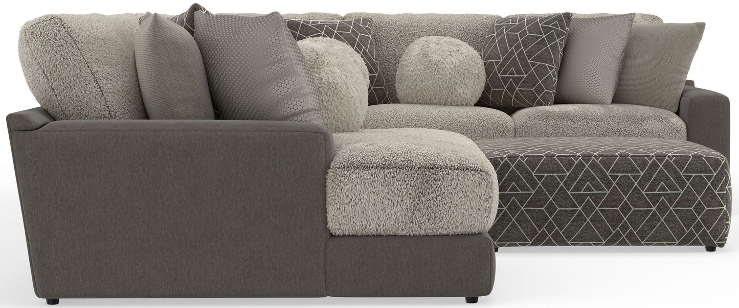 Canyon - 4 Piece Sectional With Cuddler Seat Cushions, Included Accent Pillows And Cocktail Ottoman (Left Side Facing Chaise) - Umber - Hornell Furniture Outlet