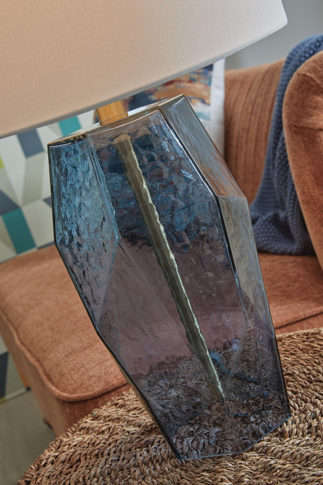 Tallow - Glass Table Lamp - Blue - Hornell Furniture Outlet