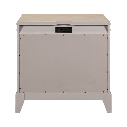 New Haven - Nightstand With Charging Station - White - Hornell Furniture Outlet