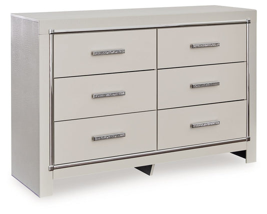 Zyniden - Silver - Six Drawer Dresser - Hornell Furniture Outlet