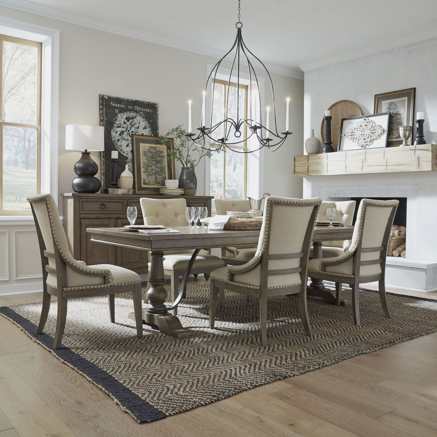 Americana Farmhouse - Trestle Table Set - Hornell Furniture Outlet