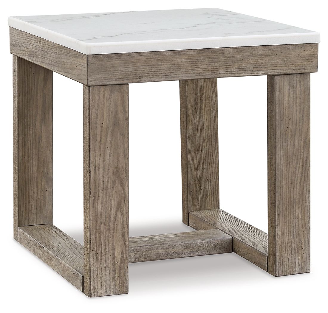 Loyaska - Brown / Ivory - Square End Table - Hornell Furniture Outlet
