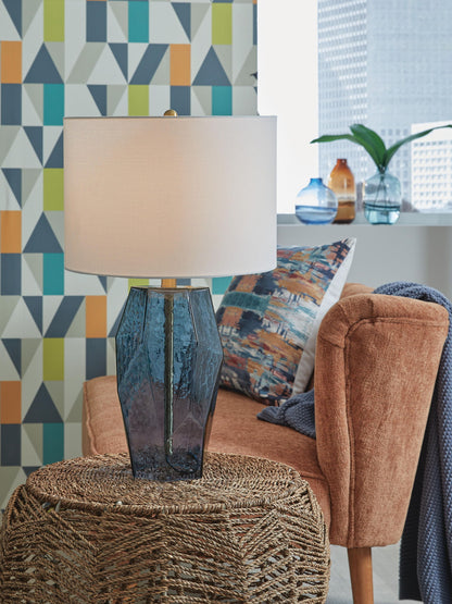 Tallow - Glass Table Lamp - Blue - Hornell Furniture Outlet