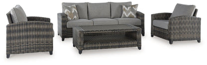 Oasis Court - Gray - Sofa, Chairs, Table Set (Set of 4) - Hornell Furniture Outlet