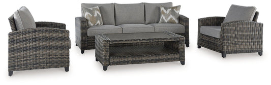 Oasis Court - Gray - Sofa, Chairs, Table Set (Set of 4) - Hornell Furniture Outlet
