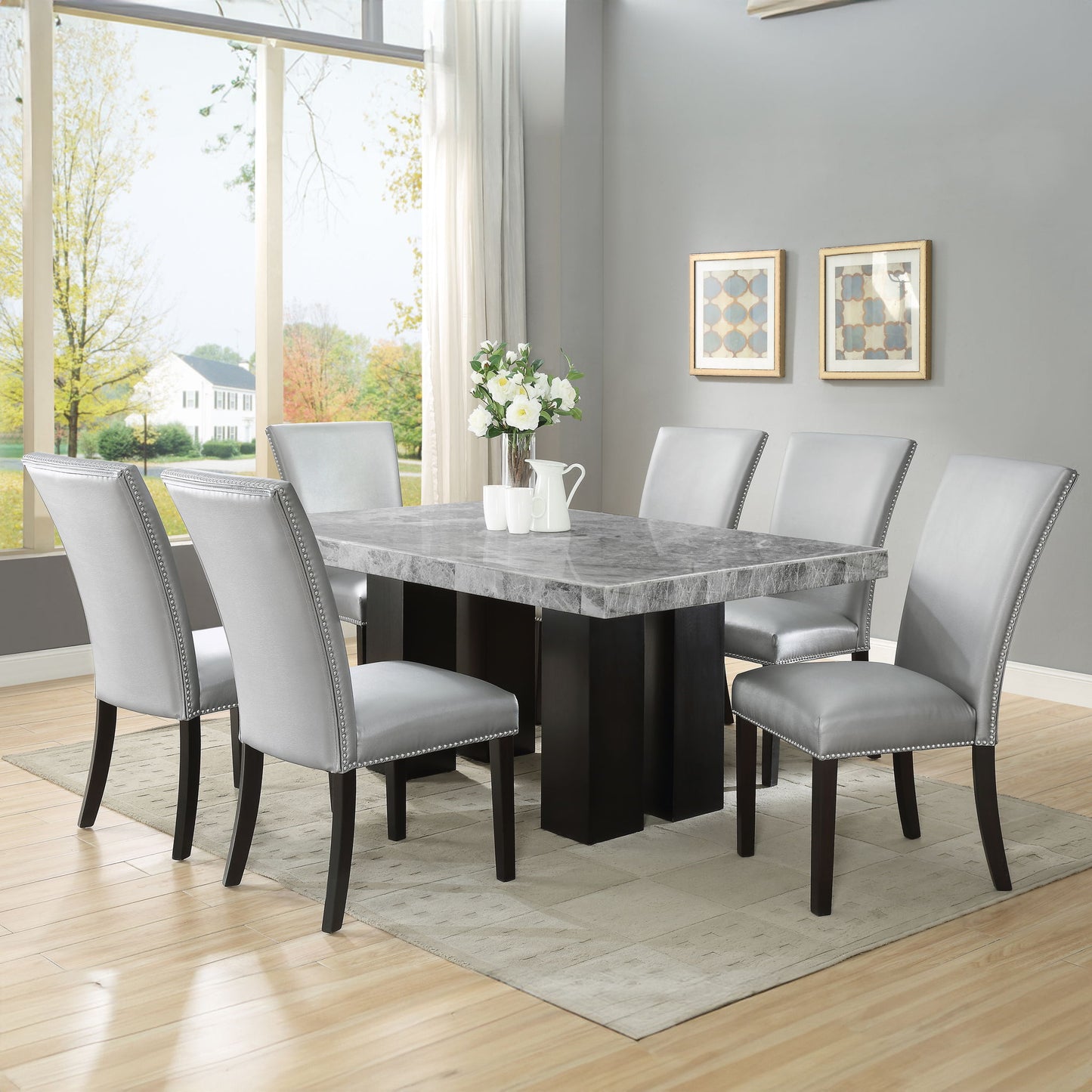 Camila - Rectangular Dining Set - Gray Top - Hornell Furniture Outlet