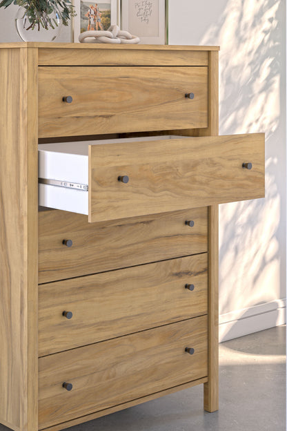 Bermacy - Light Brown - Five Drawer Chest - Hornell Furniture Outlet