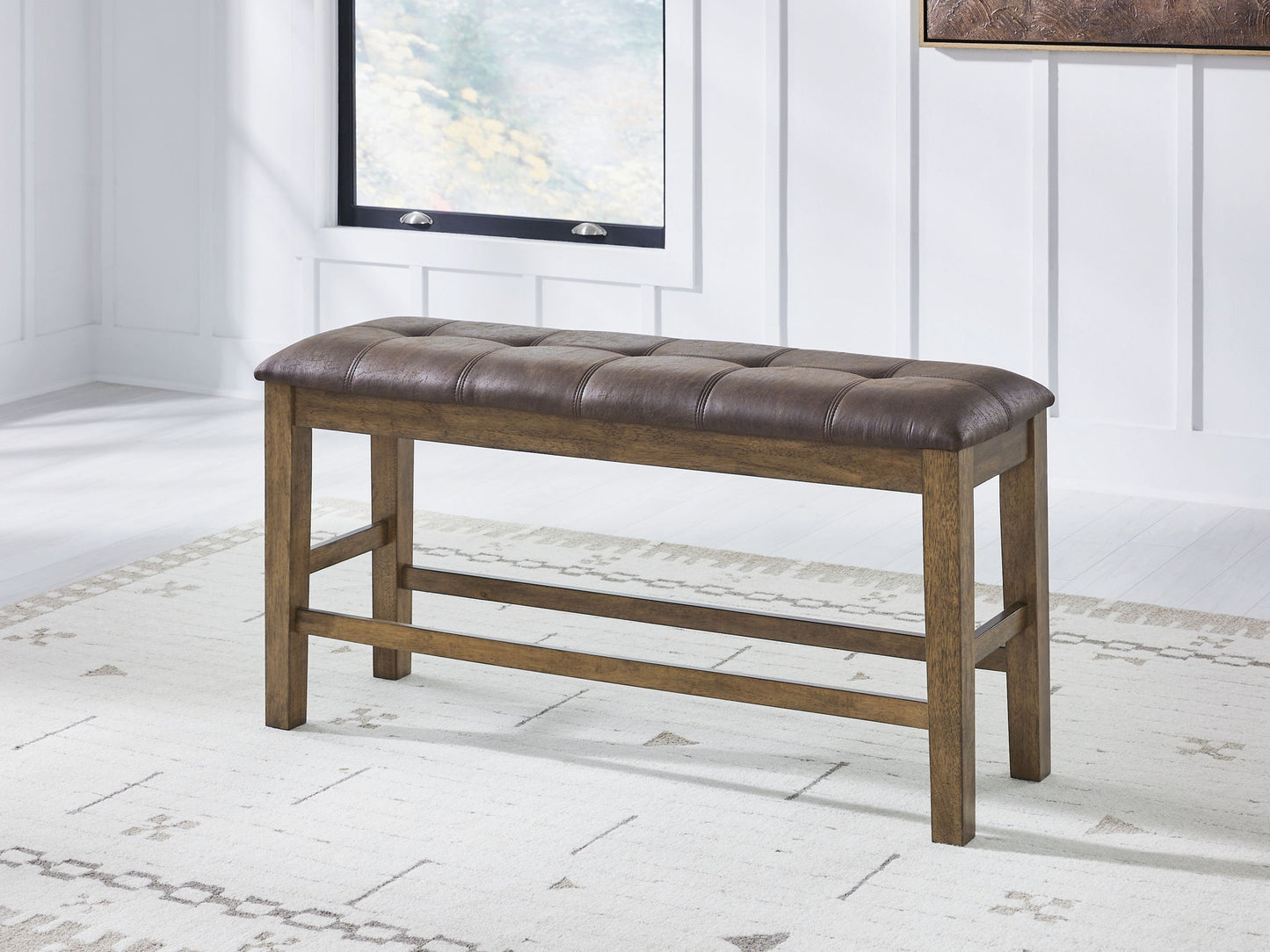 Urbinforte - Double Counter Height Upholstered Bench - Light Brown - Hornell Furniture Outlet