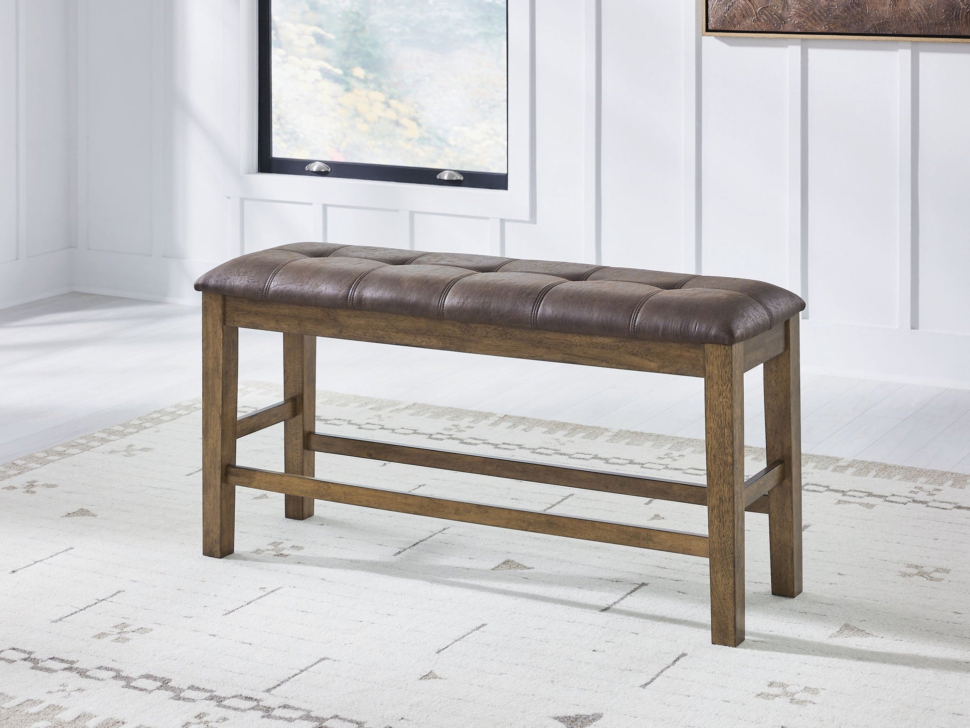 Urbinforte - Double Counter Height Upholstered Bench - Light Brown - Hornell Furniture Outlet