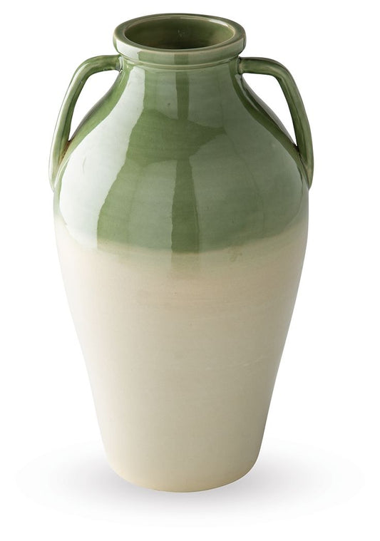 Andorbury - Vase - Green / Beige - Hornell Furniture Outlet