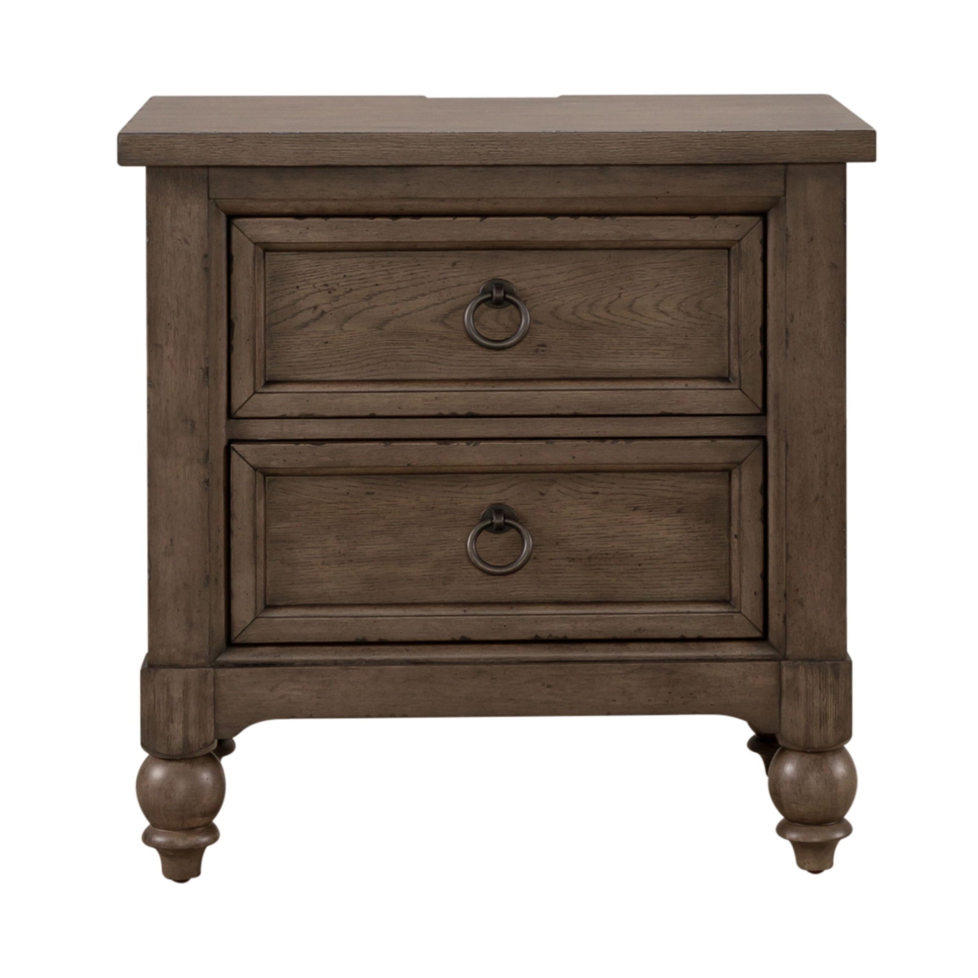 Americana Farmhouse - 2 Drawer Night Stand With Charging Station - Hornell Furniture Outlet