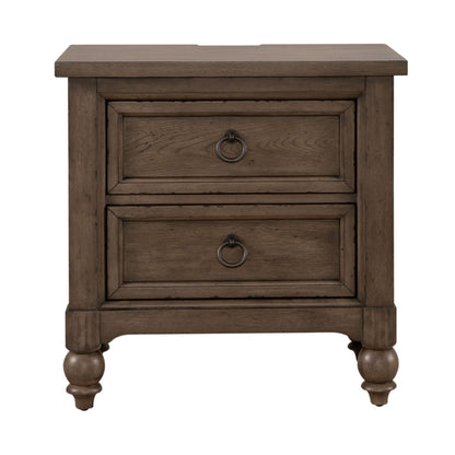 Americana Farmhouse - 2 Drawer Night Stand With Charging Station - Hornell Furniture Outlet