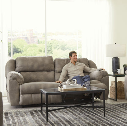 Flynn - Power Lay Flat Reclining Sofa Power Adjustable Headrest & Lumbar And Dual Heat & Massage - Fig - Hornell Furniture Outlet