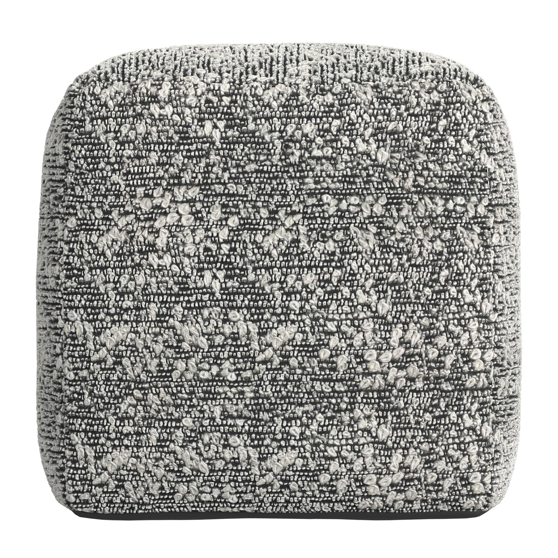 Nahara - Boucle Woven Square Pouf - Black - Hornell Furniture Outlet