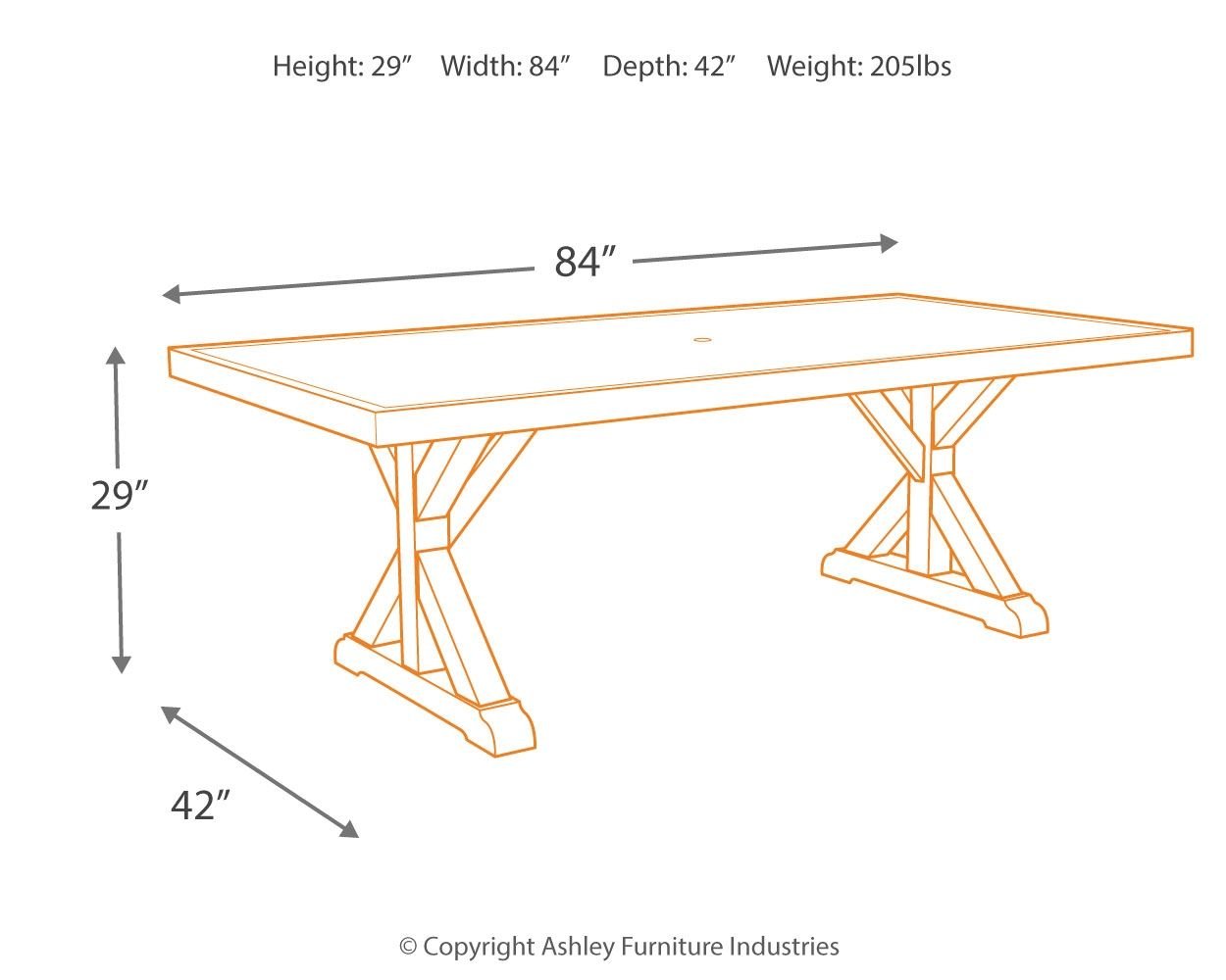 Beachcroft - Rect Dining Table W/Umb Opt - Hornell Furniture Outlet