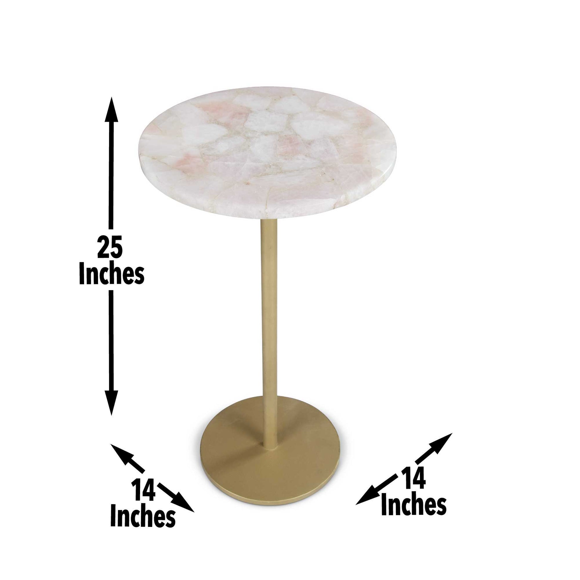 Rosie - Rose Quartz Top Chairside Table - Beige - Hornell Furniture Outlet