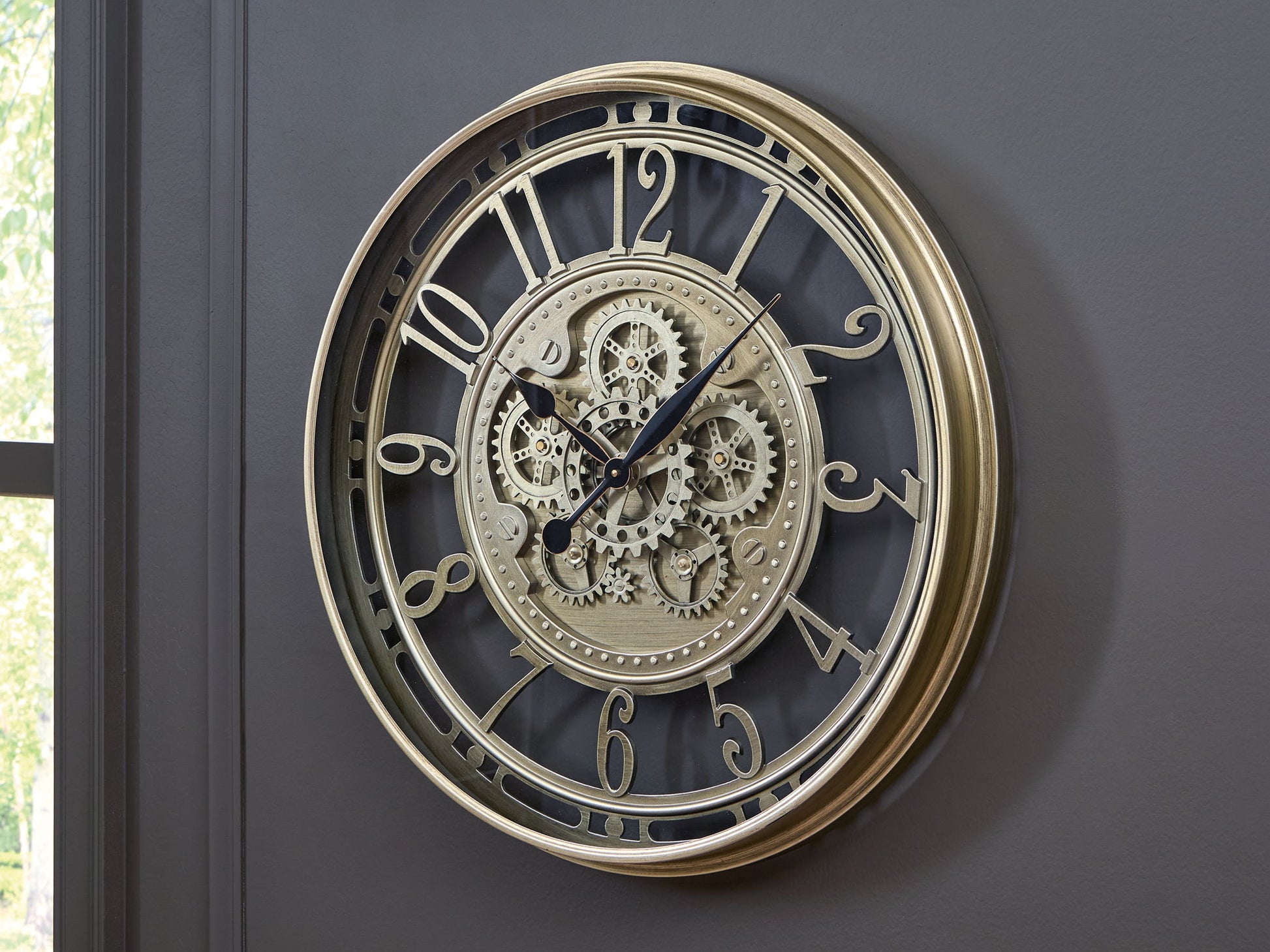 Gilover - Champagne Finish - Wall Clock - Hornell Furniture Outlet