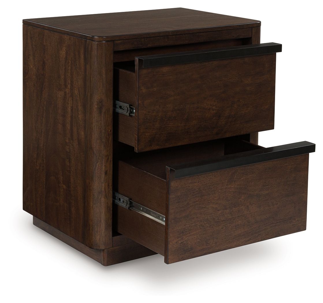 Dilenno - Dark Brown - Two Drawer Night Stand - Hornell Furniture Outlet