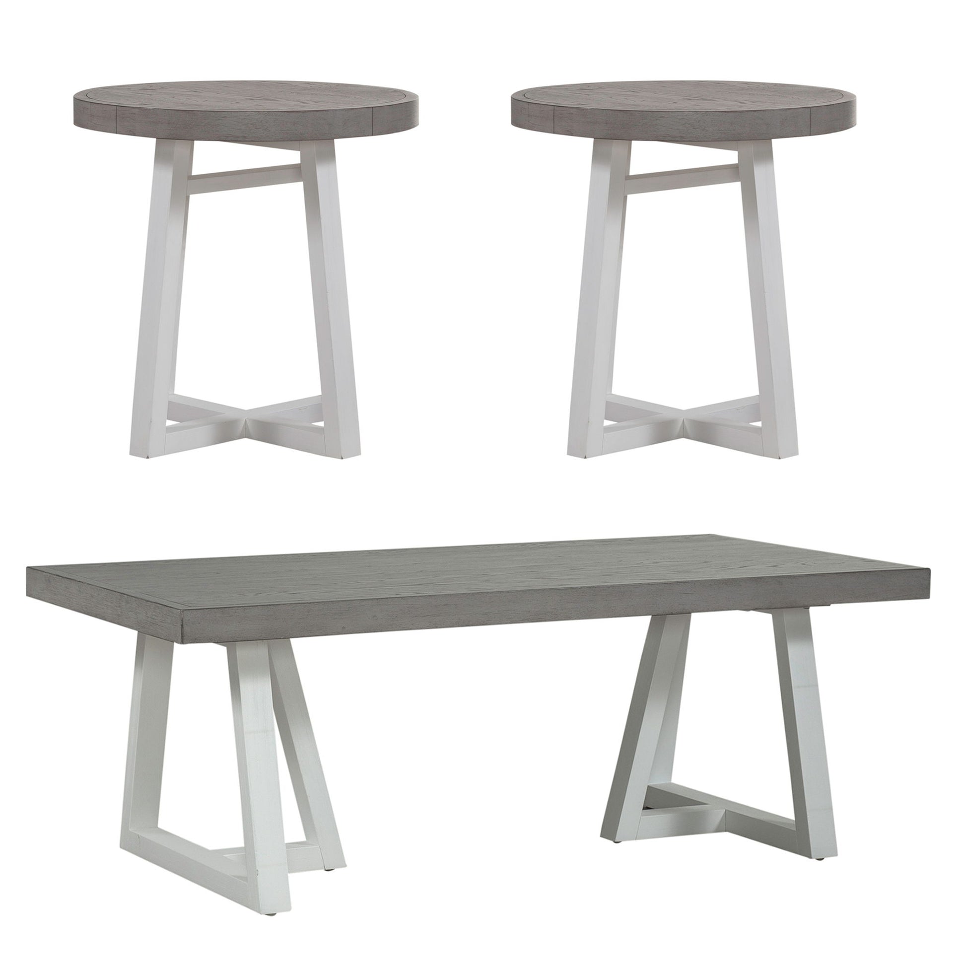 Palmetto Heights - 3 Piece Table Set (1 Cocktail 2 End Tables) - White - Hornell Furniture Outlet