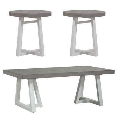 Palmetto Heights - 3 Piece Table Set (1 Cocktail 2 End Tables) - White - Hornell Furniture Outlet