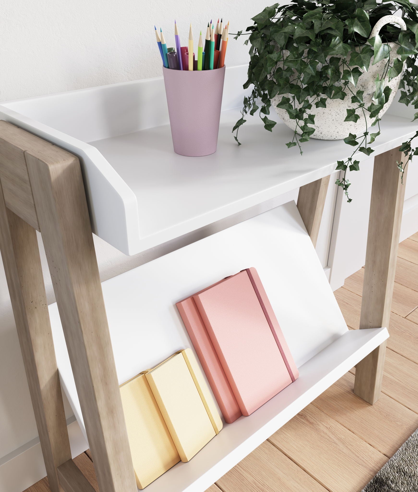 Blariden - White / Tan - Small Bookcase - Hornell Furniture Outlet