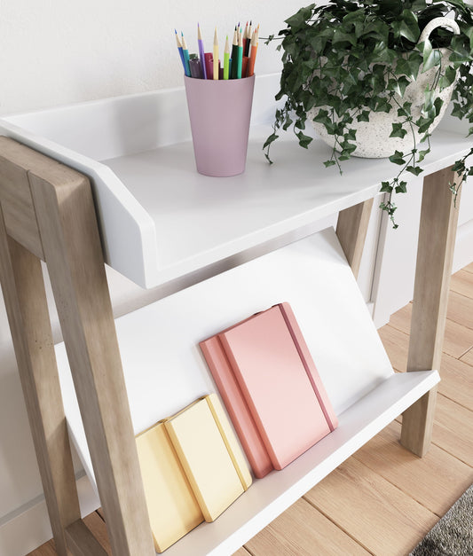 Blariden - White / Tan - Small Bookcase - Hornell Furniture Outlet