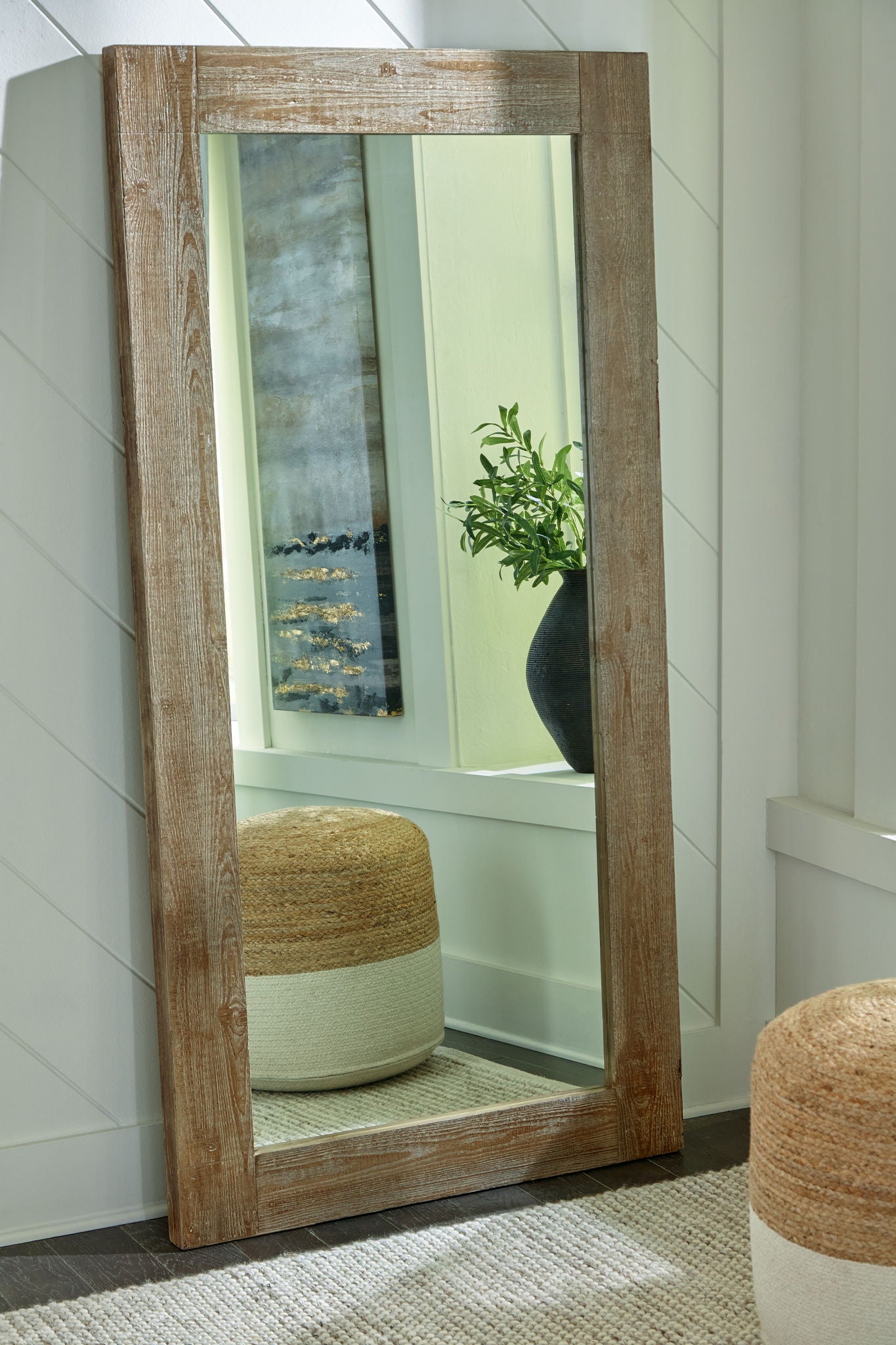 Waltleigh - Distressed Brown - Floor Mirror - Hornell Furniture Outlet