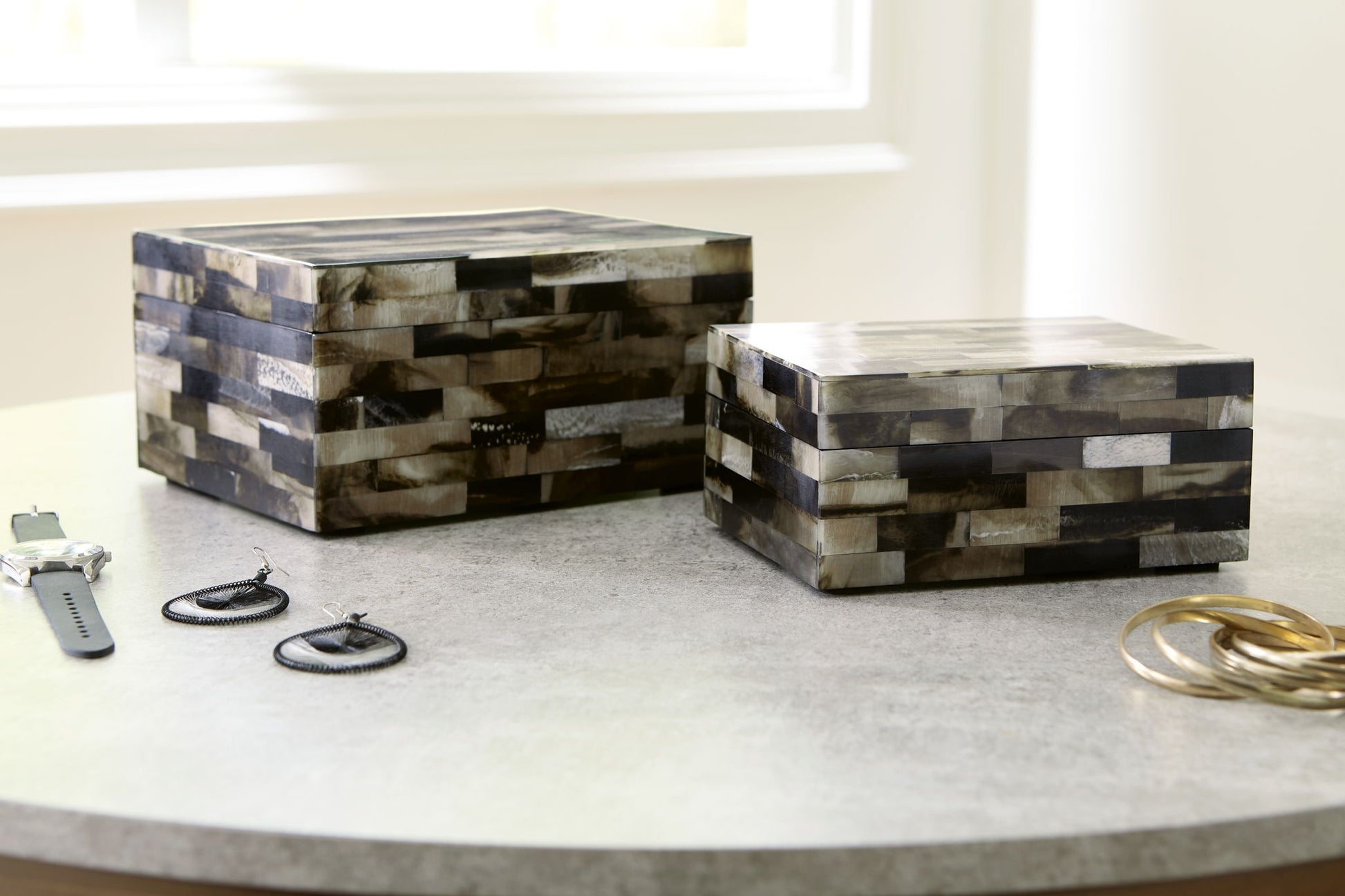 Ellford - Black / Brown / Cream - Box Set (Set of 2) - Hornell Furniture Outlet