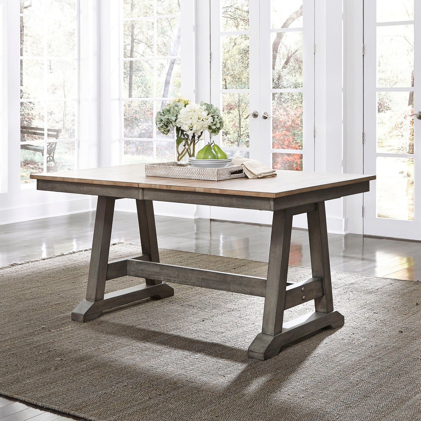 Lindsey Farm - Trestle Table Set - Hornell Furniture Outlet