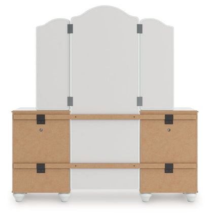 Kozlani - Vanity With Mirror - White - Hornell Furniture Outlet
