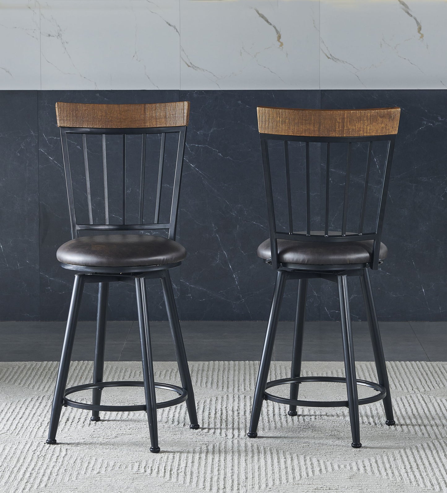 Tyler - Swivel Counter Chair (Set of 2) - Dark Gray - Hornell Furniture Outlet