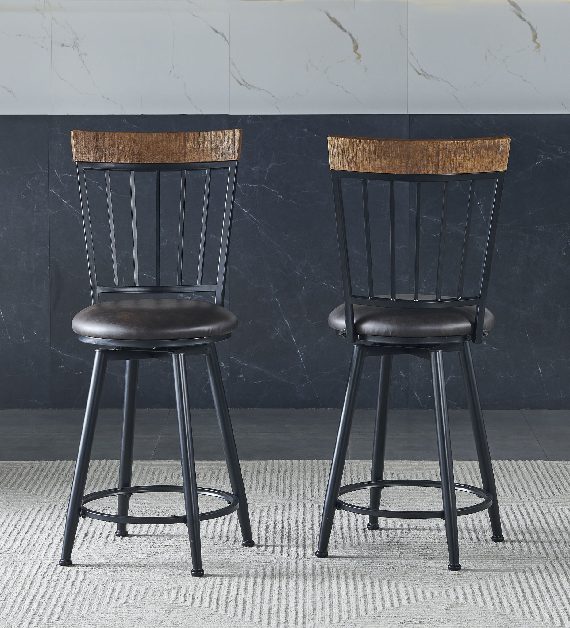 Tyler - Swivel Counter Chair (Set of 2) - Dark Gray - Hornell Furniture Outlet