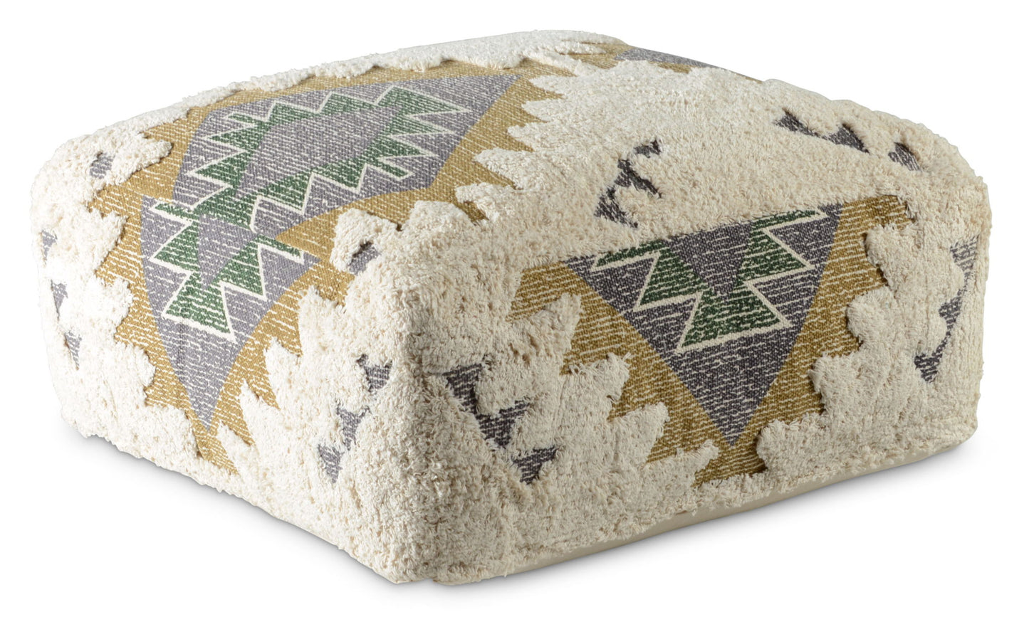 Lyssa - Jacquard Fabric Printed Pouf - Beige - Hornell Furniture Outlet
